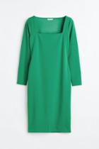 H & M - H & M+ Square-neck Dress - Green