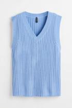 H & M - Oversized Rib-knit Sweater Vest - Blue