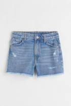 H & M - Relaxed Fit High Denim Shorts - Blue