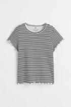 H & M - Ribbed Cotton Jersey Top - Gray