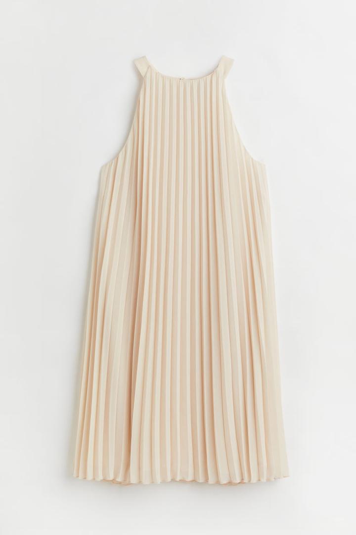 H & M - Pleated Dress - Beige