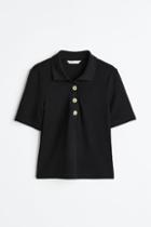 H & M - Top With Collar - Black