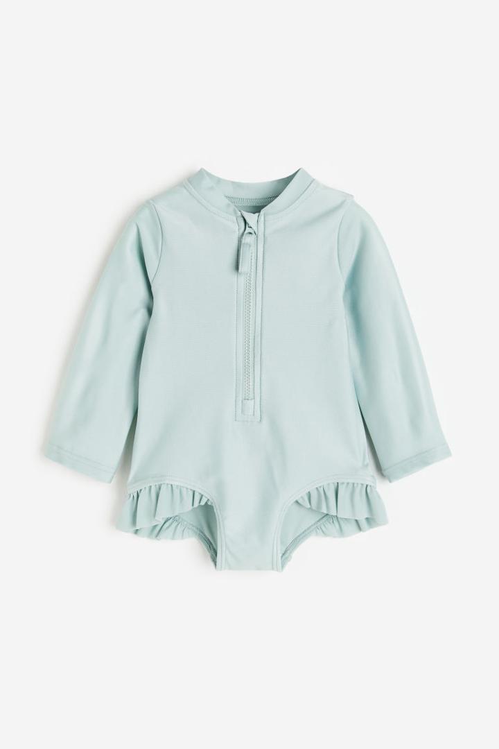 H & M - Long-sleeved Swimsuit - Turquoise