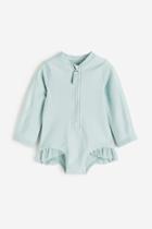 H & M - Long-sleeved Swimsuit - Turquoise