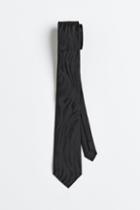 H & M - Patterned Satin Tie - Black