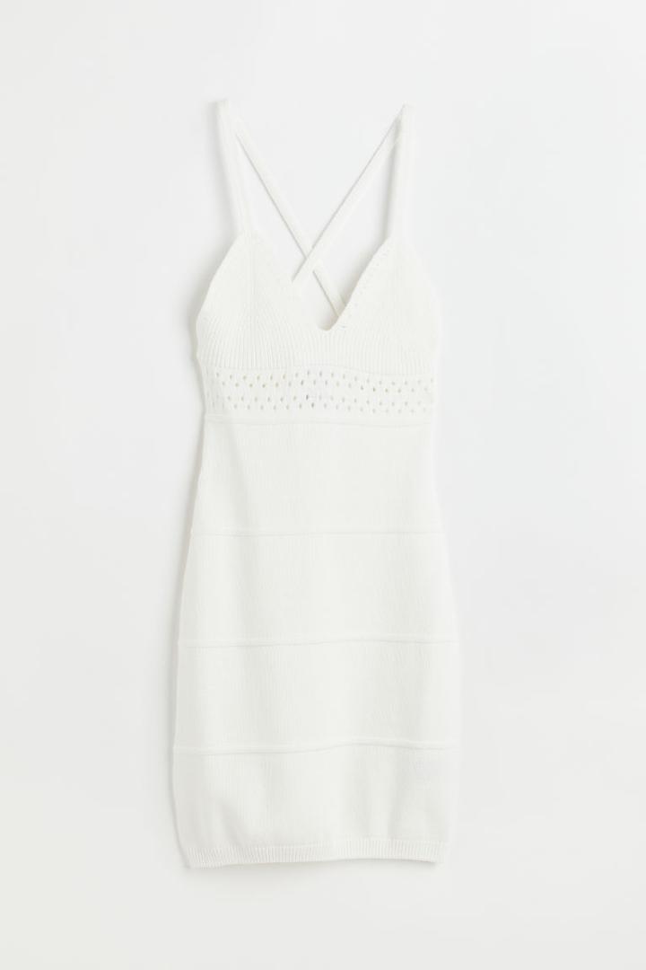 H & M - Knit Cotton Dress - White