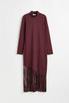 H & M - Fringe-trimmed Dress - Red