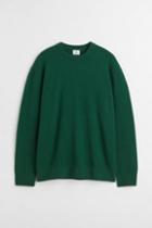 H & M - Relaxed Fit Fine-knit Sweater - Green