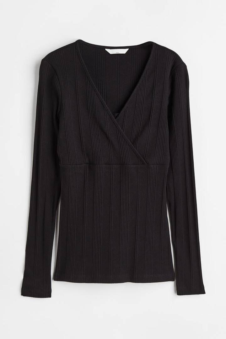 H & M - Mama Ribbed Nursing Top - Black