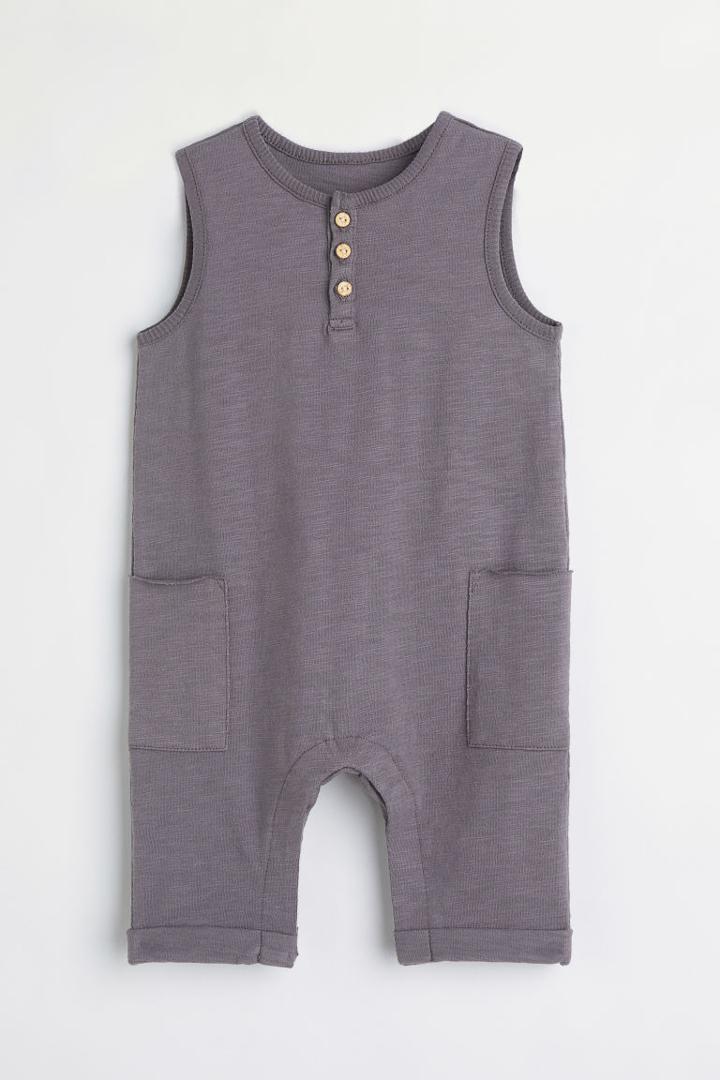 H & M - Cotton Romper Suit - Gray