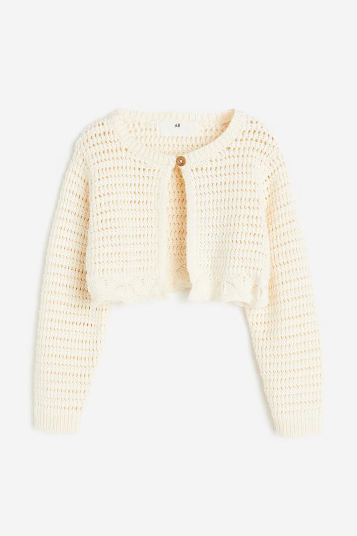 H & M - Textured-knit Bolero Sweater - White
