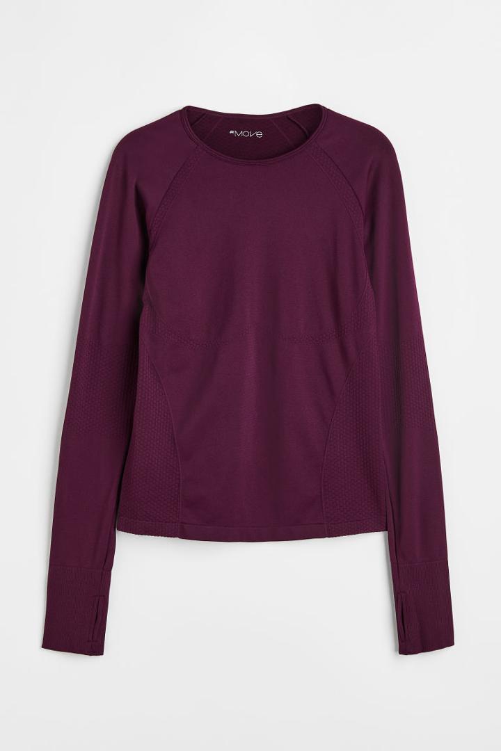 H & M - Seamless Sports Top In Drymove&trade; - Purple