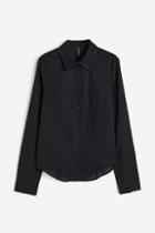 H & M - Fitted Poplin Shirt - Black