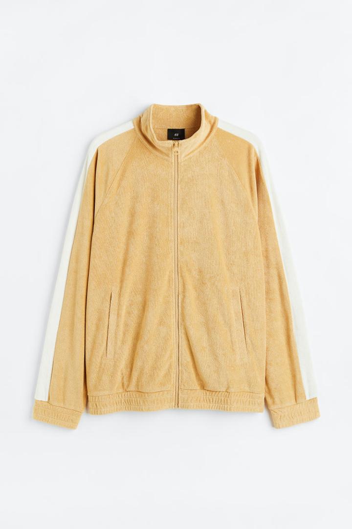 H & M - Relaxed Fit Terry Track Jacket - Beige