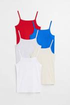 H & M - 5-pack Jersey Tank Tops - Red