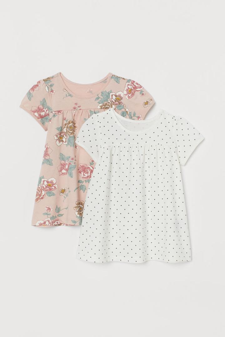 H & M - 2-pack Cotton Dresses - Pink