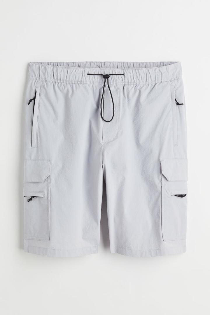 H & M - Relaxed Fit Nylon Cargo Shorts - Gray