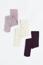 H & M - 3-pack Fine-knit Tights - Purple