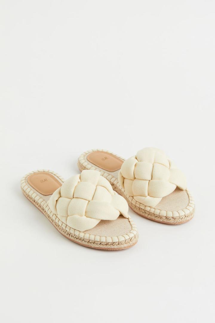 H & M - Braided Espadrille Slides - White