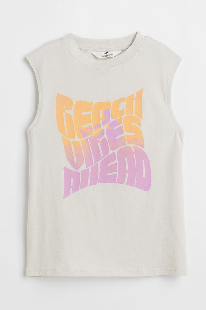 H & M - Printed Sleeveless Top - Brown