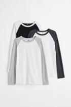H & M - 3-pack Long-sleeved Shirts - White