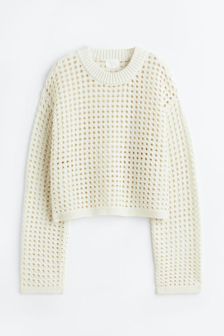 H & M - Pointelle-knit Sweater - White