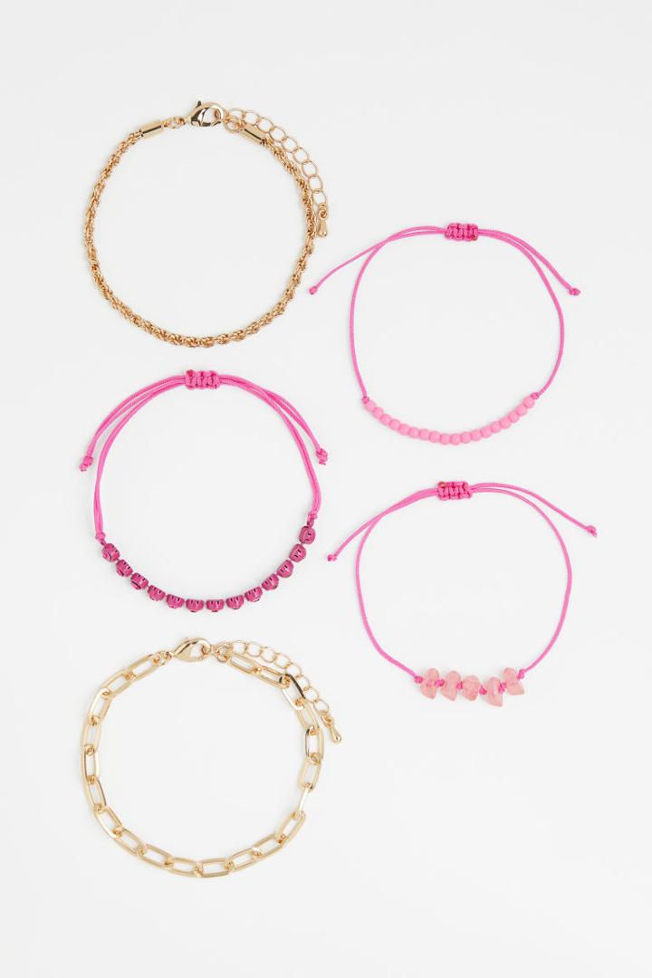 H & M - 5-pack Bracelets - Pink
