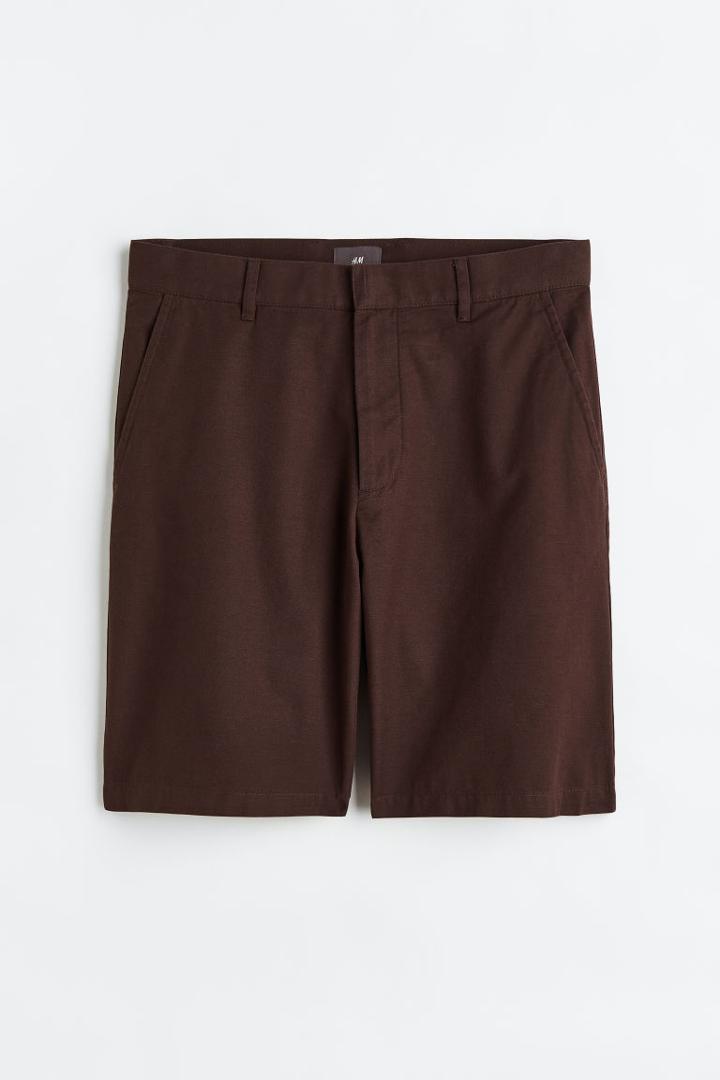 H & M - Relaxed Fit Cotton Chino Shorts - Brown