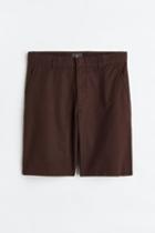 H & M - Relaxed Fit Cotton Chino Shorts - Brown