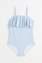H & M - Flounce-trimmed Swimsuit - Blue