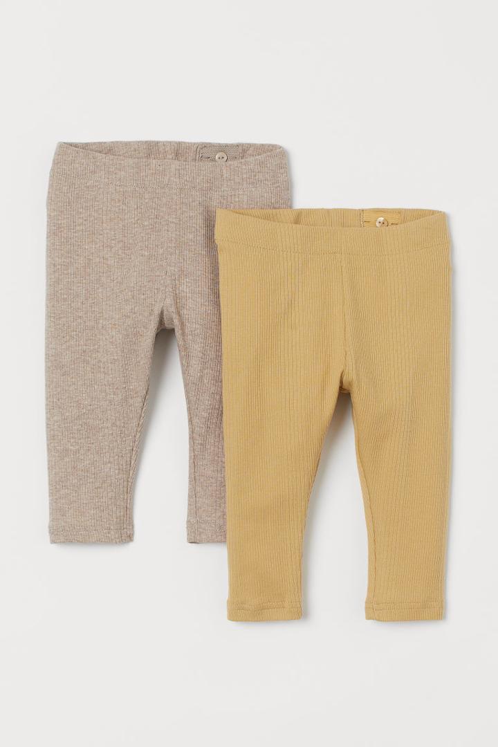H & M - 2-pack Leggings - Beige