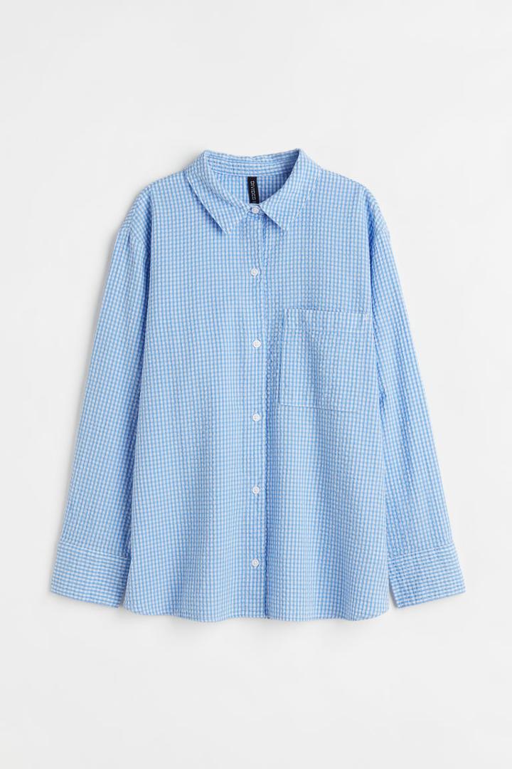 H & M - Seersucker Shirt - Blue