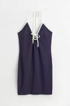 H & M - Tie-detail Halterneck Dress - Blue