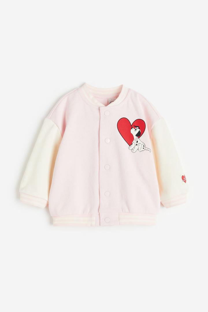 H & M - Printed Baseball Jacket - Pink