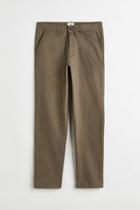 H & M - Slim Fit Cotton Crop Chinos - Green