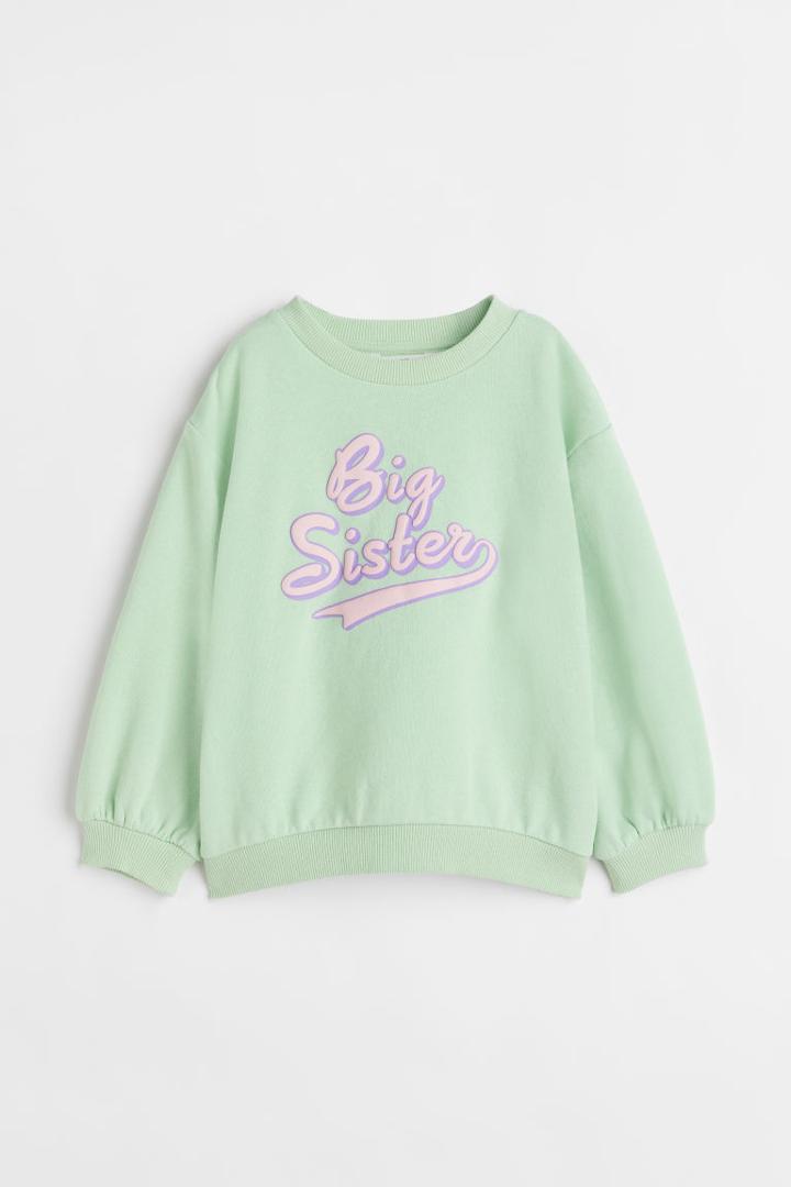 H & M - Printed Sibling Sweatshirt - Green