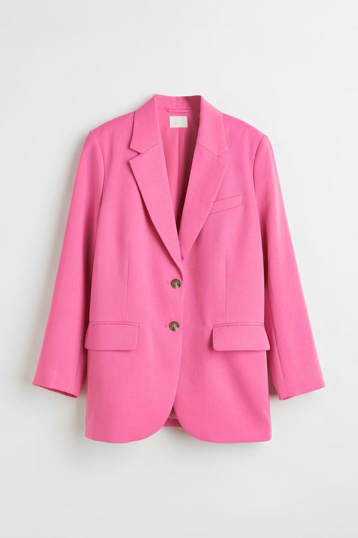 H & M - Oversized Single-breasted Jacket - Pink