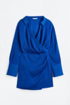 H & M - Short Wrapover Dress - Blue