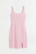 H & M - Fitted Jersey Dress - Pink