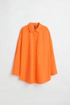H & M - Oversized Poplin Shirt - Orange