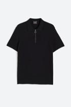 H & M - Slim Fit Half-zip Polo Shirt - Black