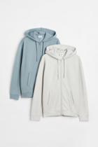 H & M - 2-pack Relaxed Fit Hooded Jackets - Turquoise