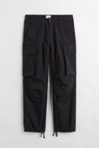 H & M - Relaxed Fit Cotton Cargo Pants - Black