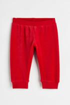 H & M - Velour Joggers - Red