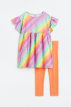 H & M - 2-piece Dress And Leggings Set - Pink