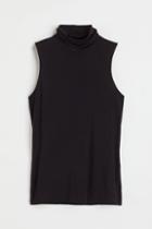 H & M - Sleeveless Turtleneck Top - Black