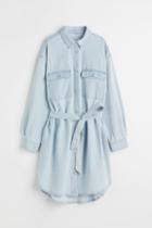 H & M - Tie-belt Denim Dress - Blue