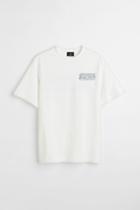 H & M - Regular Fit Printed T-shirt - White