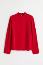 H & M - Defined-shoulder Blouse - Red