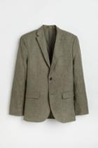 H & M - Slim Fit Linen Blazer - Green